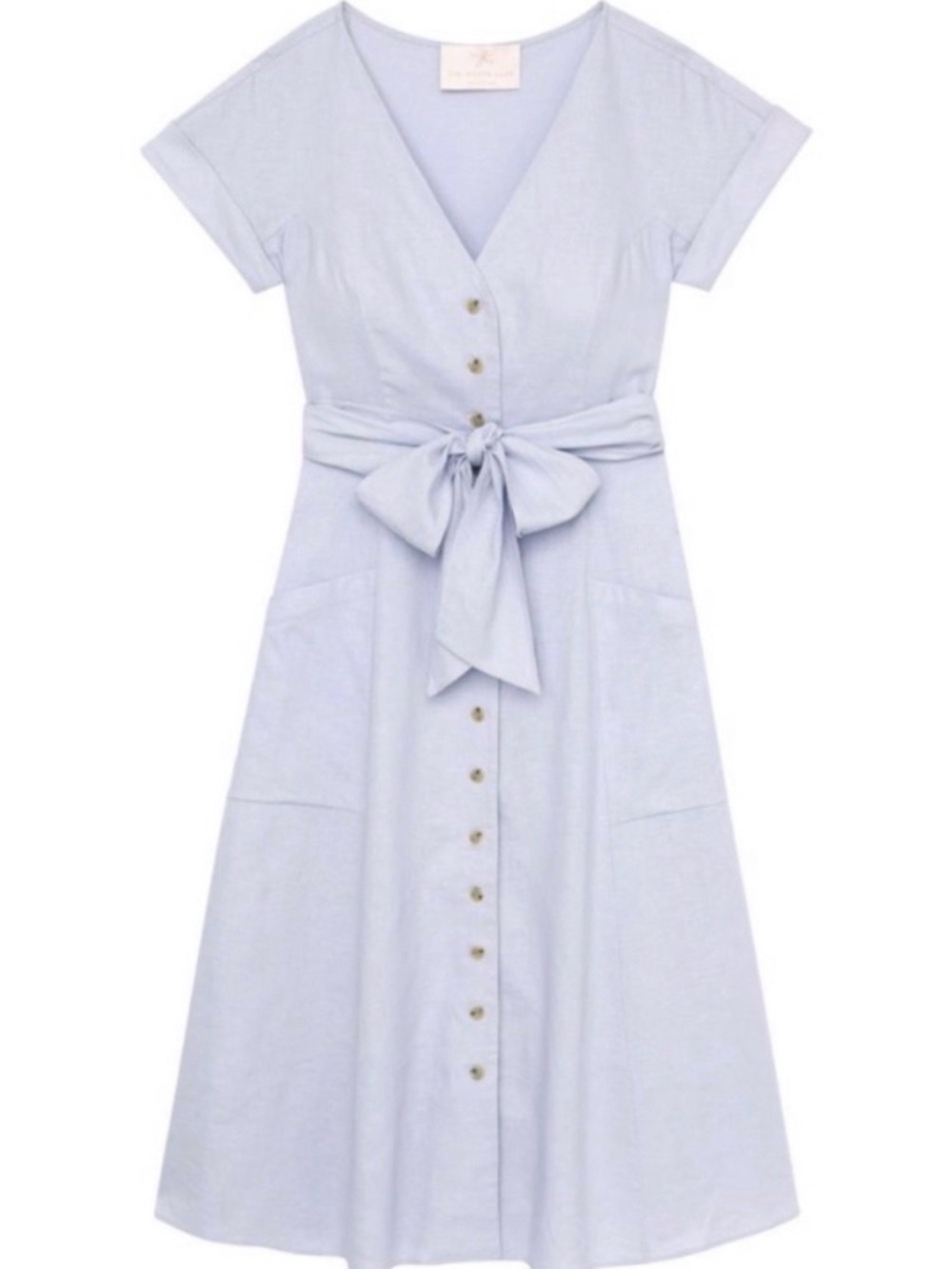 Gal Meets Glam Vanessa Lavender Linen Blend Button Front Midi Dress Size 12 - Picture 5 of 13